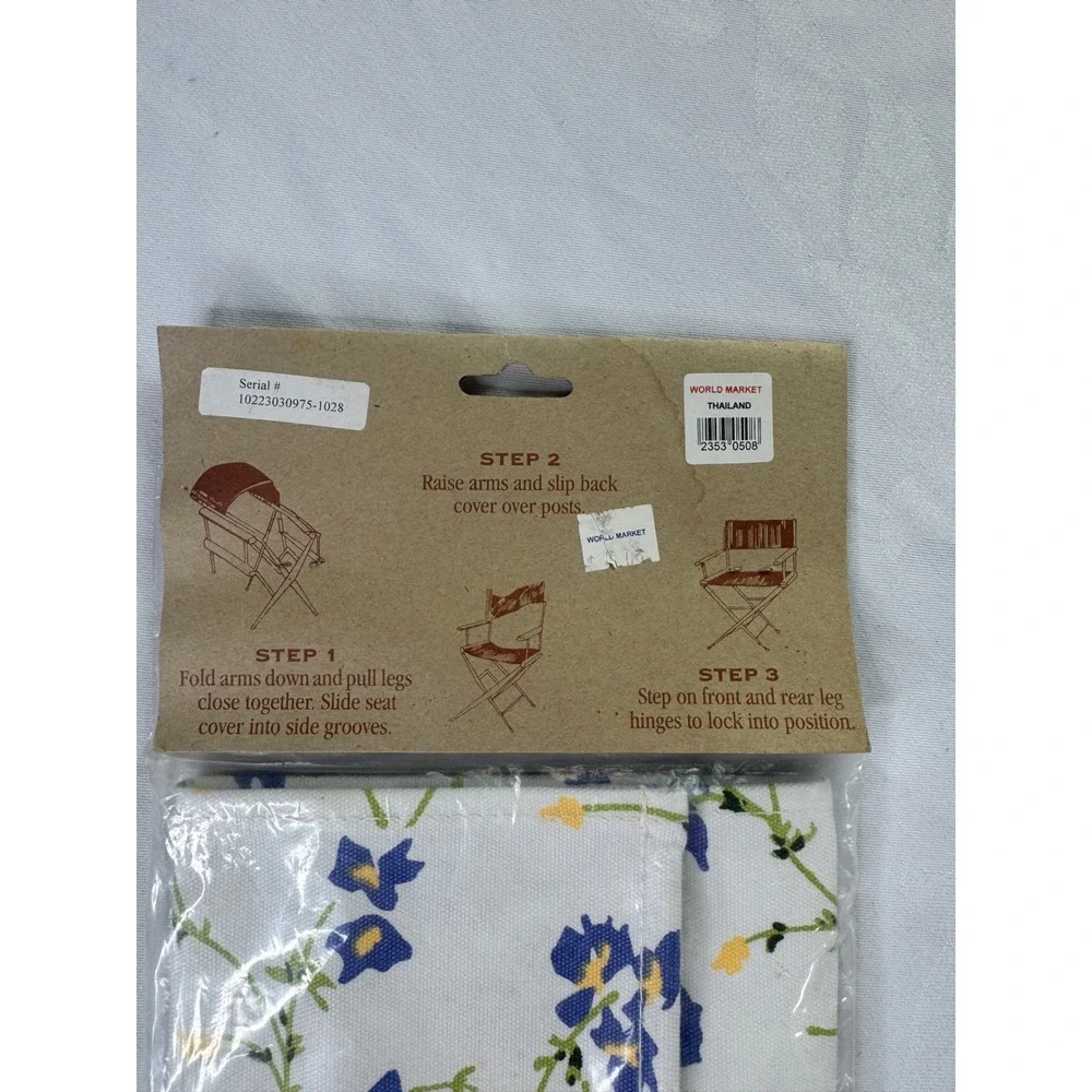 World Market Replacement Canvas Cover Set for Directors Chair Blue Yellow Floral